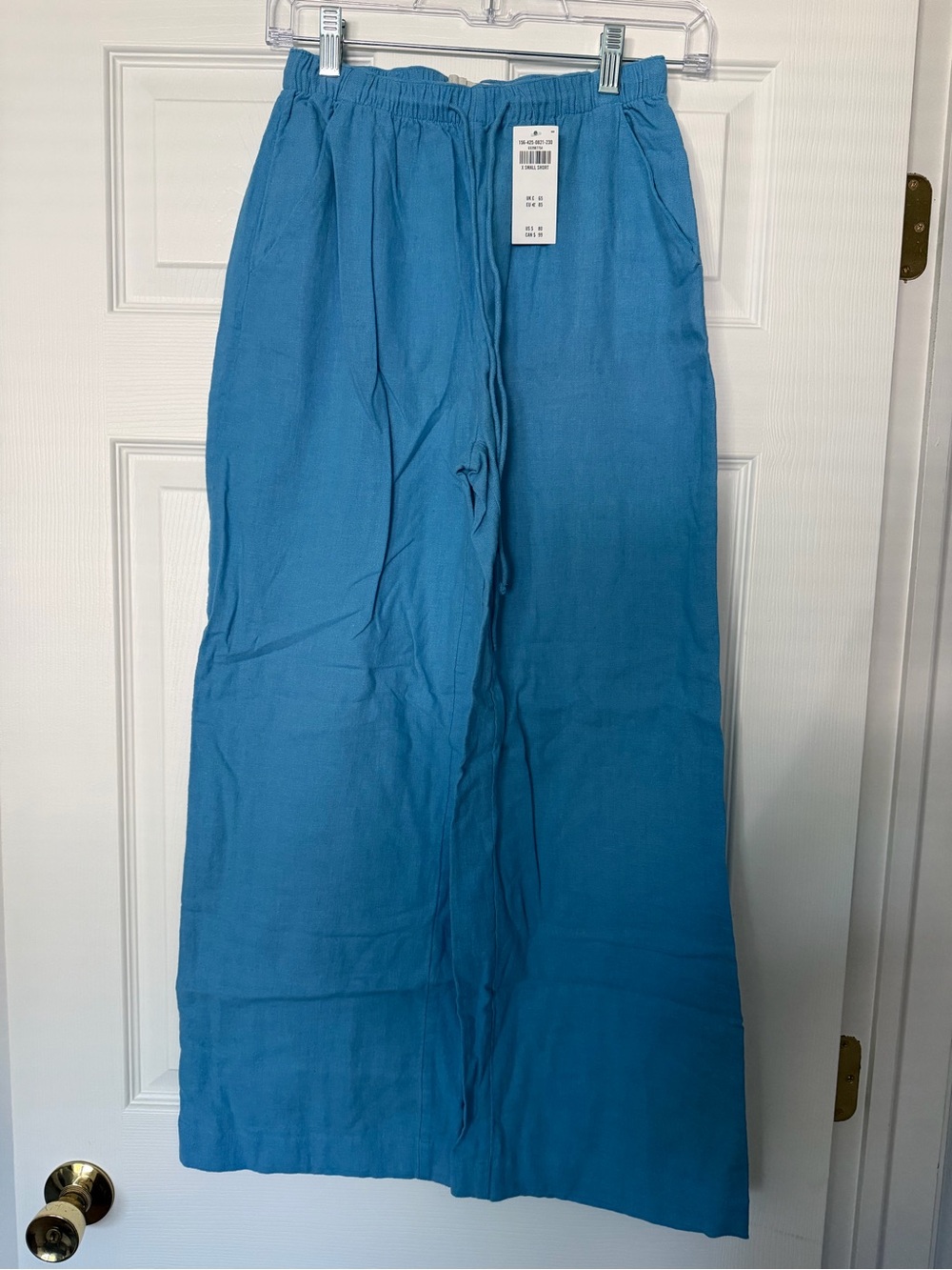 Abercrombie & Fitch Teal Blue Wide-Leg Linen-Blend Pants
